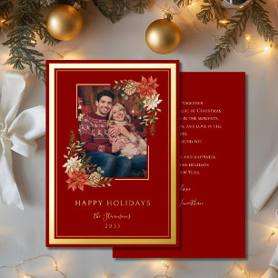 Elegant Red and Gold Poinsettia Photo