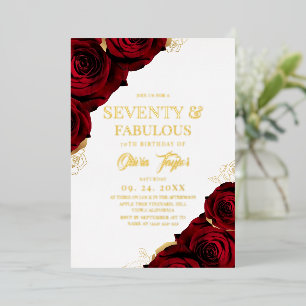 Elegant Red and Gold Roses 70th Birthday Party