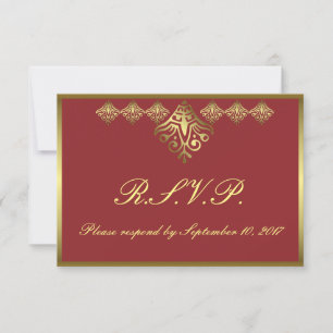 Elegant Red and Gold RSVP Card