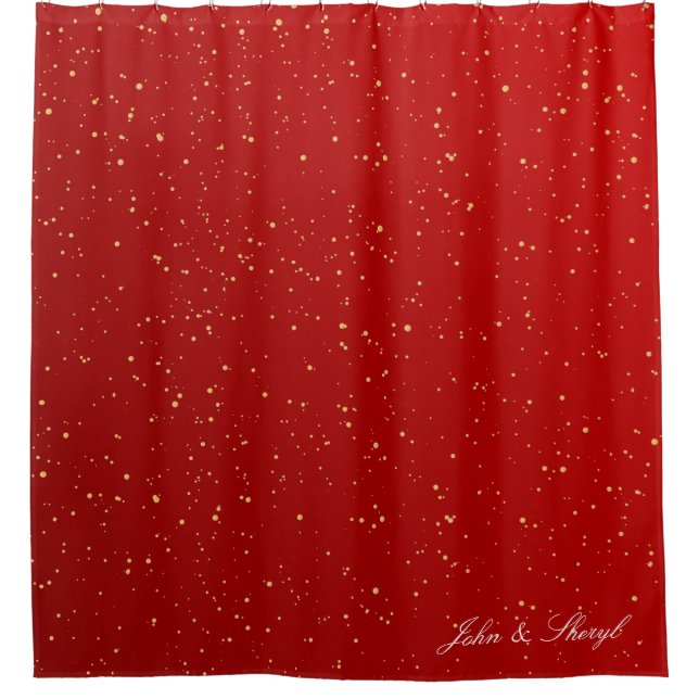 Elegant Red and Gold Sparkle Glitter  Shower Curtain (Front)