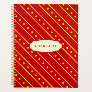 Elegant Red and Gold Stripe & Dots Christmas Planner
