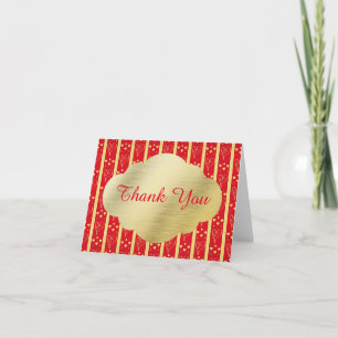 Elegant Red and Gold Valentine's Wedding Thank You Card
