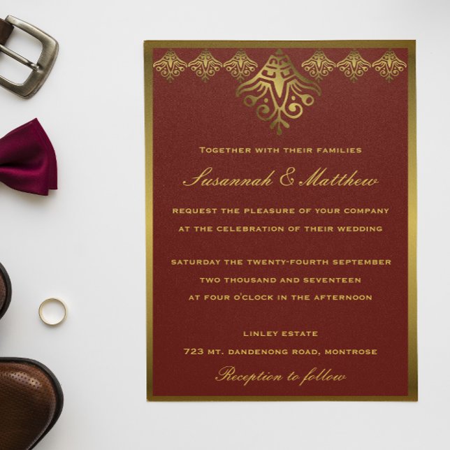 Elegant Red and Gold Wedding Invitation (Creator Uploaded)