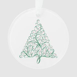 Elegant Red and Green Calligraphy Christmas Tree Ornament