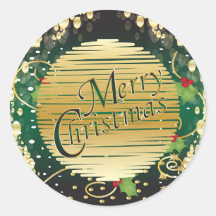 Elegant Red and Green Christmas Classic Round Sticker