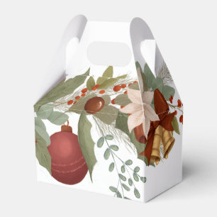 Elegant Red and green Floral Christmas Favour Box