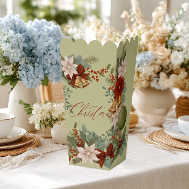 Elegant Red and green Floral Christmas Favour Box (Creator Uploaded)