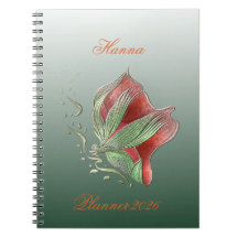 Elegant Red and Green Spiral Notebook