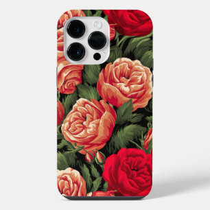 Elegant Red and Peach Roses iPhone 14 Pro Max Case