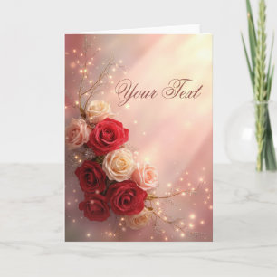Elegant Red and Pink Fantasy Wedding Roses Card