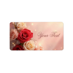 Elegant Red and Pink Fantasy Wedding Roses Label