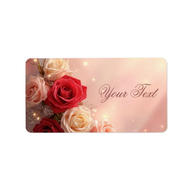 Elegant Red and Pink Fantasy Wedding Roses Label (Front)
