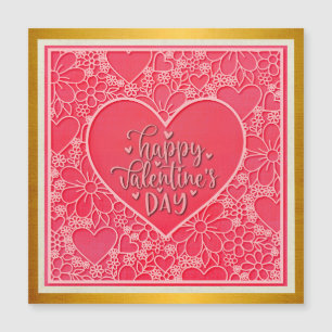 Elegant Red and Pink Floral Hearts Valentine's Day