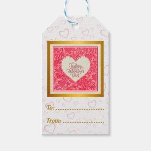 Elegant Red and Pink Floral Hearts Valentine's Day Gift Tags