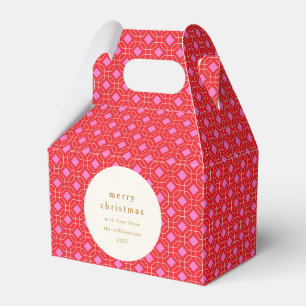 Elegant Red and Pink Geometric Custom Name Favour Box