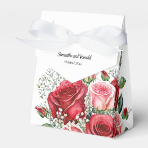 Elegant Red and Pink Roses Wedding Favour Box