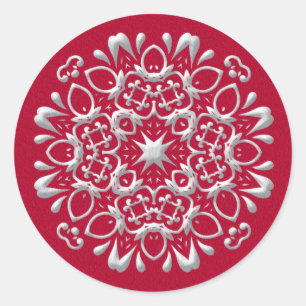 Elegant Red and Silver Christmas Sticker