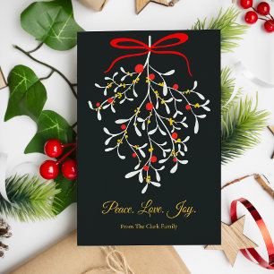 Elegant  Red and White Berries Christmas Flat  Holiday Card