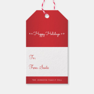 Elegant Red And White Christmas Gift Tags