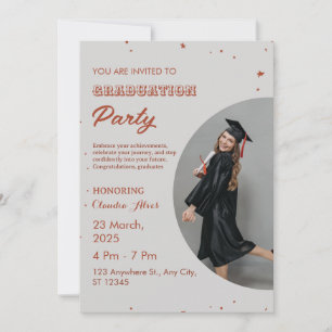 Elegant Red and White Graduation Party Invitation