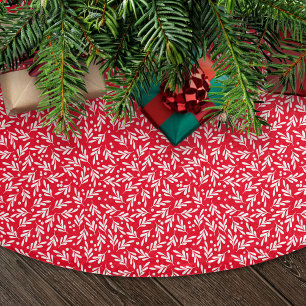 Elegant Red and White Holly Berries Christmas Brushed Polyester Tree Skirt