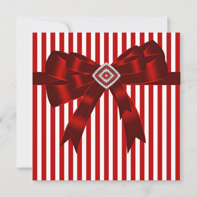Elegant Red and White Stripe Party Template (Front)