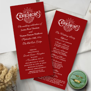 Elegant Red And White Wedding Ceremony Programs Programme