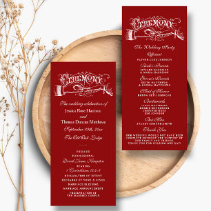 Elegant Red And White Wedding Ceremony Programs Rack Card