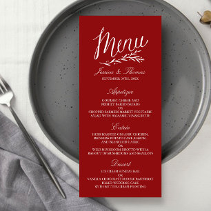 Elegant Red And White Wedding Menu Templates