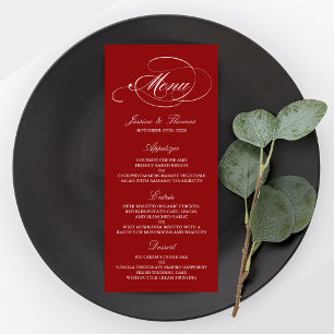 Elegant Red And White Wedding Menu Templates