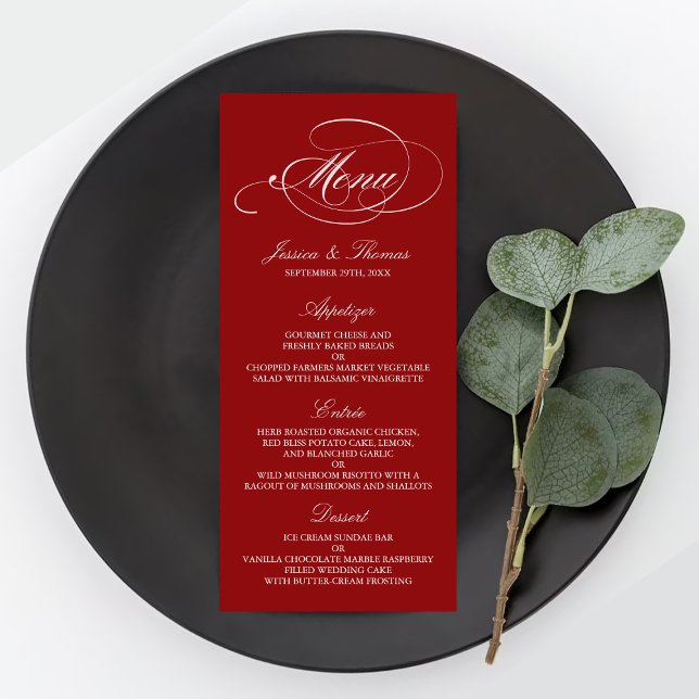 Elegant Red And White Wedding Menu Templates (Creator Uploaded)