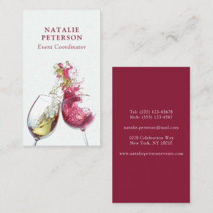 Elegant Red and White Wine Dance Event Coordinator Business Card