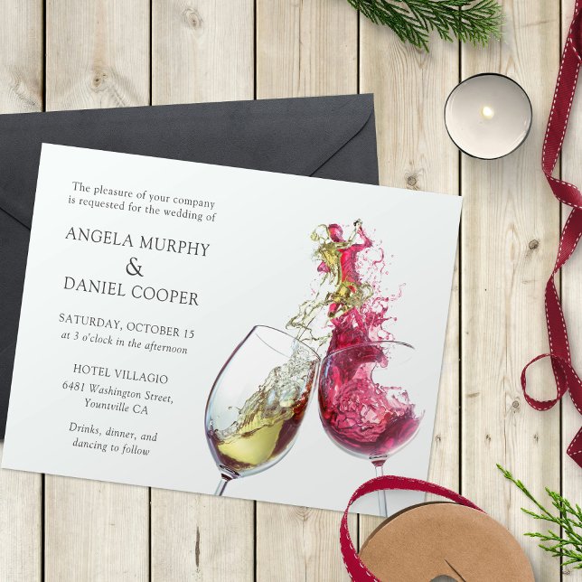 Elegant Red and White Wine Dance Wedding Invitation (Creator Uploaded)