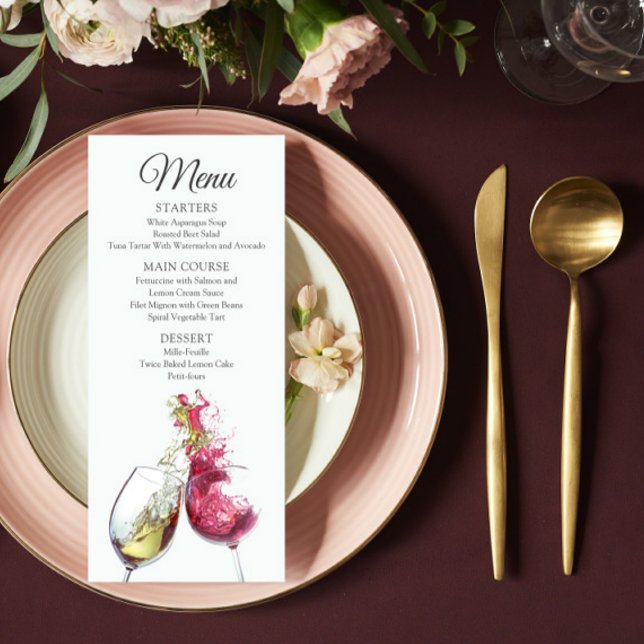 Elegant Red and White Wine Dance Wedding Menu (Creator Uploaded)