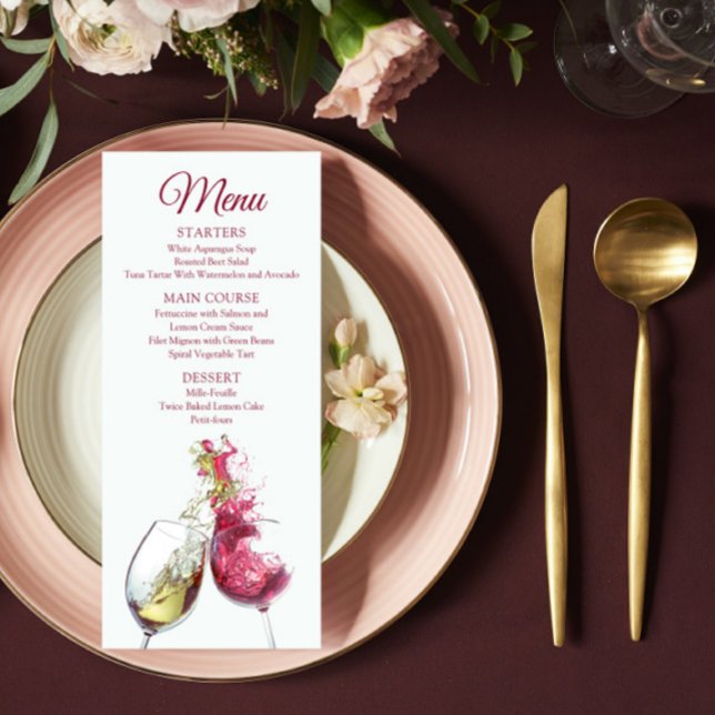 Elegant Red and White Wine Dance Wedding Menu (Creator Uploaded)
