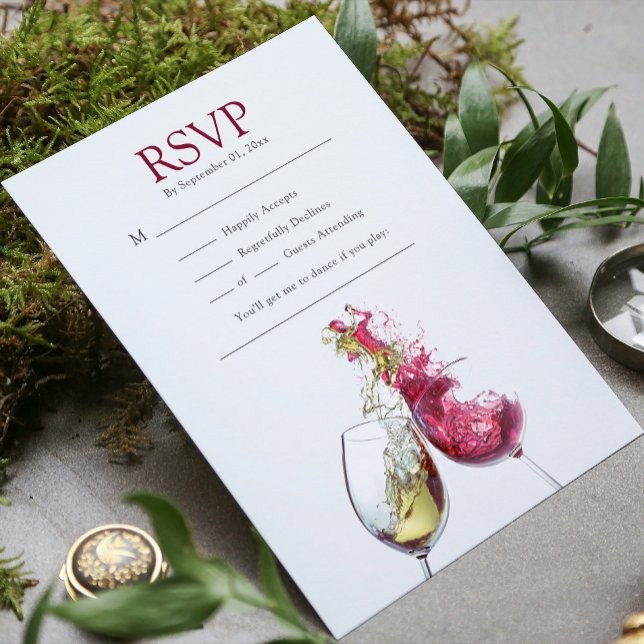 Elegant Red and White Wine Dance Wedding Song RSVP Card (Creator Uploaded)