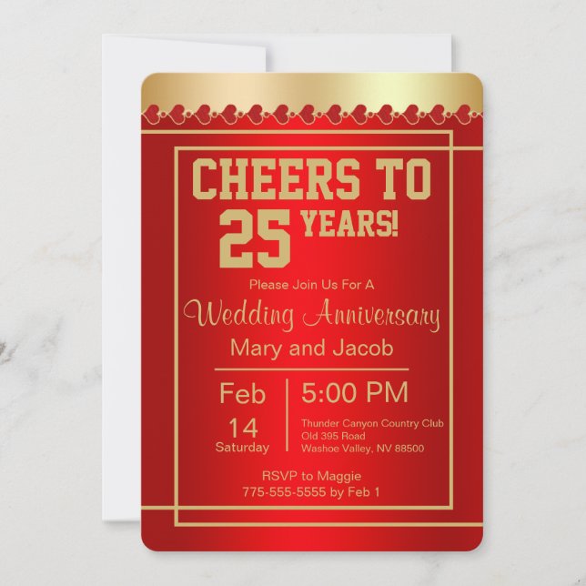 Elegant Red Anniversary Party Invitation (Front)