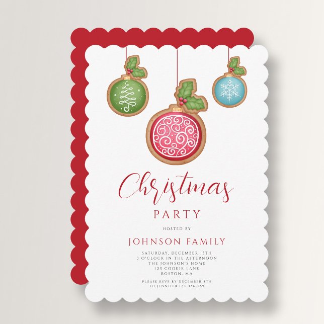 Elegant Red Bauble Christmas Party Invitation (Elegant Red Bauble Christmas Party Invitation)