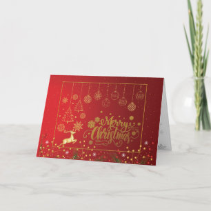 Elegant Red Berri Christmas  Holiday Card