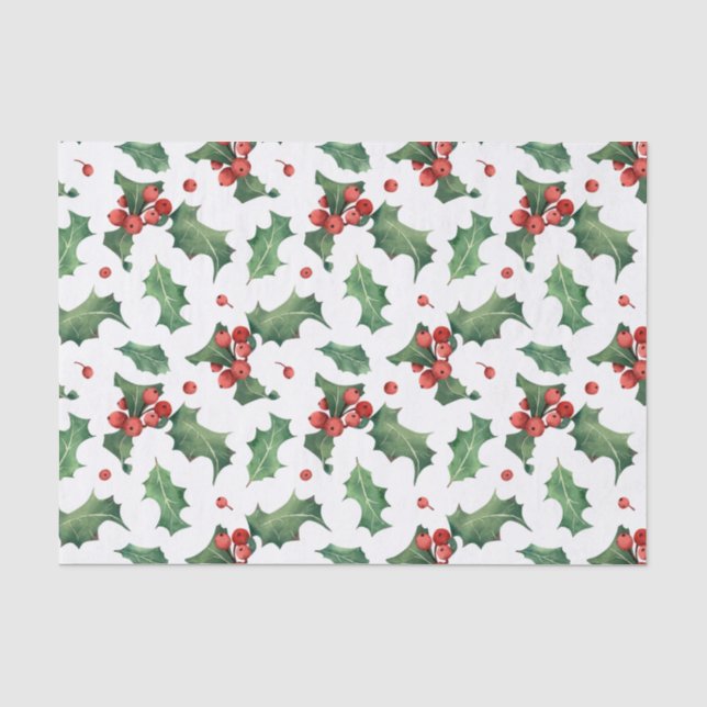 Elegant Red Berry Christmas Tissue Paper (Front)
