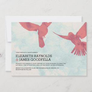 Elegant Red Bird Wedding Invitations