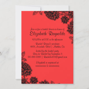 Elegant Red & Black Bridal Shower Invitations