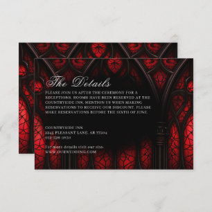 Elegant Red & Black Cathedral Gothic Wedding Enclosure Card