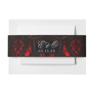 Elegant Red & Black Cathedral Gothic Wedding Invitation Belly Band