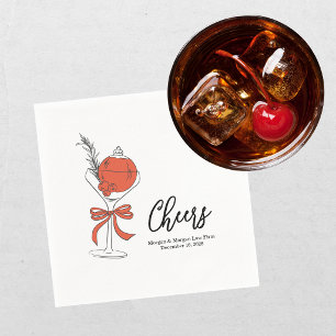 Elegant Red Black Christmas Holiday Party Napkin