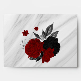 elegant red & black floral marble envelope