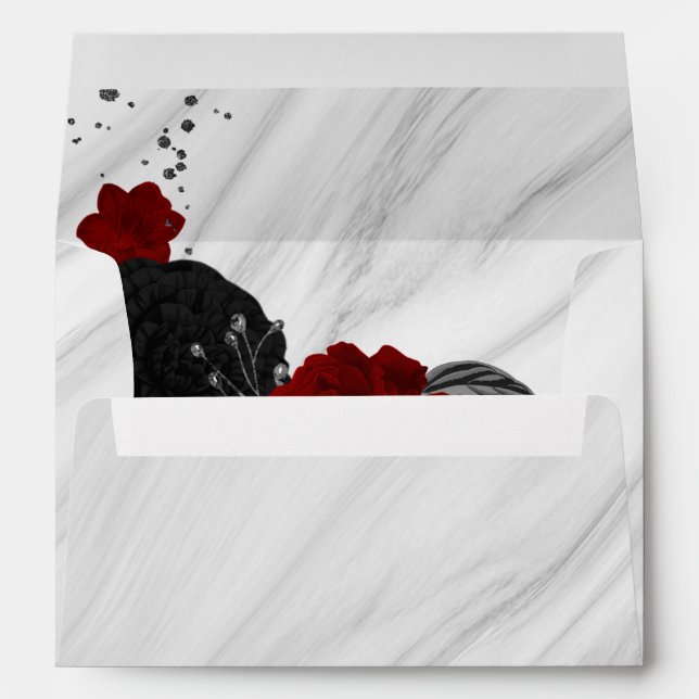 elegant red & black floral marble envelope (Back (Bottom))