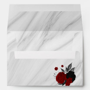 elegant red & black floral marble envelope