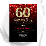 Elegant Red Black Gold 60th Birthday Invitation<br><div class="desc">60th birthday party invitation. Elegant red black design with faux glitter gold. Features stylish diamonds, bokeh lights and script font. Men or women bday invite. Perfect for a stylish adult birthday party. Personalise with your own details. Message me if you need further customisation. Printed Zazzle invitations or instant download digital...</div>