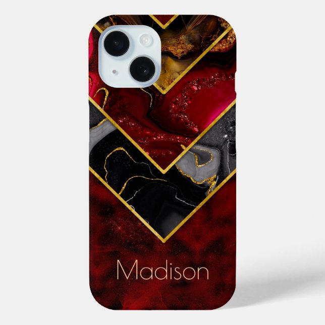  Elegant red black gold girly geometric  Case-Mate iPhone Case (Back)